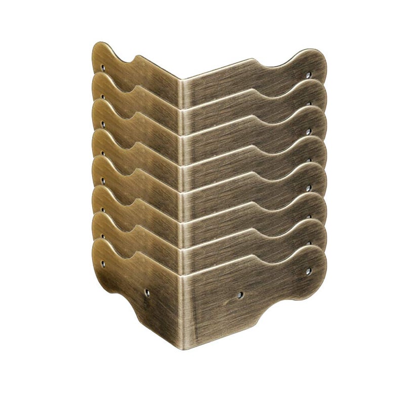 Tiazza 8Pcs Pure Brass Box Corner Protector Corner Braces Hardware Desk Edge Right Angle Guards Wood Jewelry Box Photo Frame Accessories (Antique Bronze) - Image 2